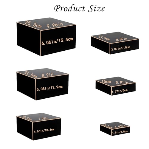 Metal Buffet Risers,6PCS Food Risers for Buffet Table 5in to 10in Display Stand for Catering Dessert Black Cube Boxes Nesting Risers with Hollow Bottoms Black by IHOMECOOKER - Image 5