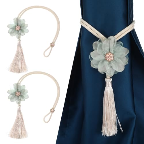Image of 2 Pack Lotus Flower Curtain Tiebacks Boho Curtain Holdbacks No Drill