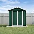 6x4 Ft Storage Shed with Floor, Permanent Steel Building with Lockable Doors & Air Vent for Backyard Garden Patio Lawn - Green
