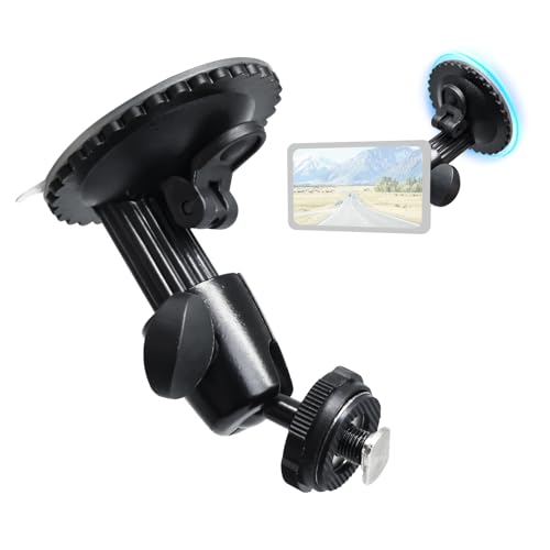 Windshield Suction Mount for Backup Camera Monitor – 5kg Load Capacity, 360° Adjustable Ball Head, Metal Construction, No Drill Easy Install for Car, Truck, RV