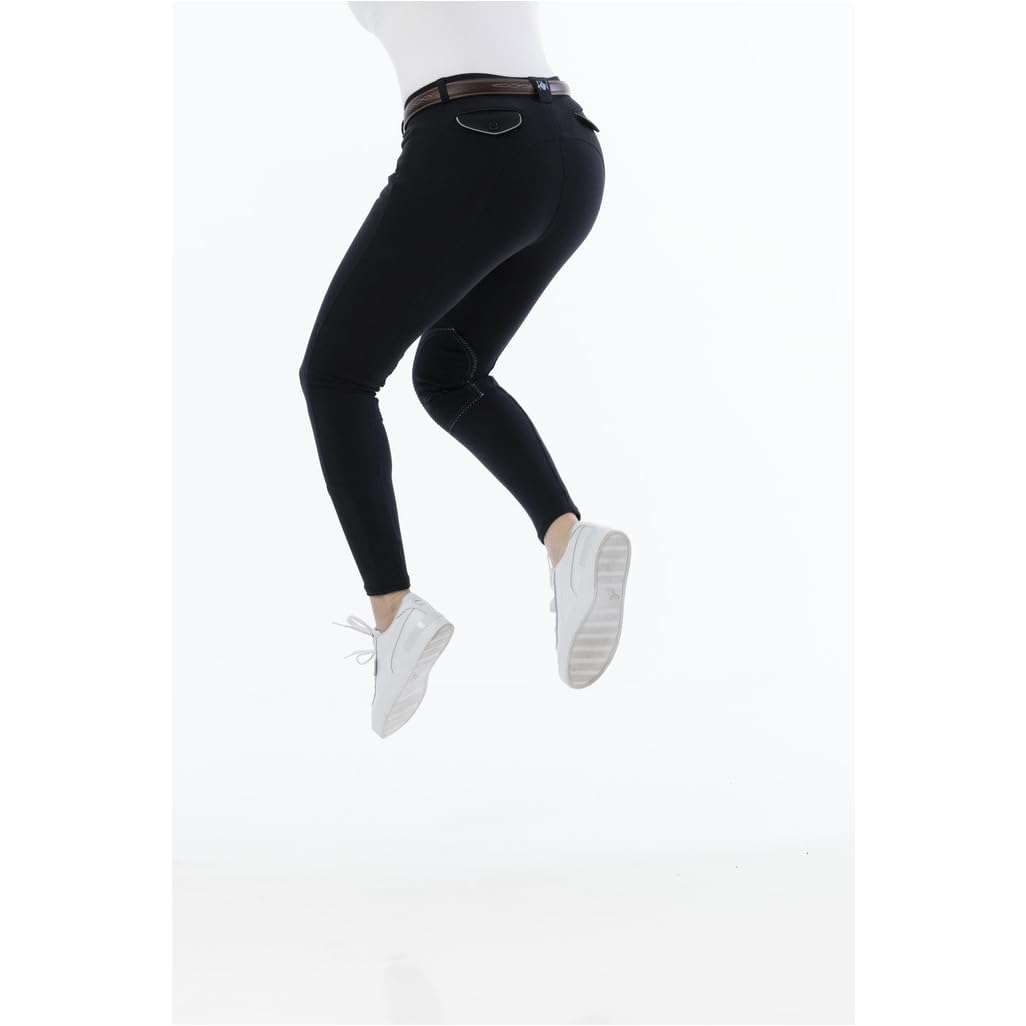 RIDING WORLD Pantalon d'équitation pour fille et garçon Alexandrie | Pantalon d'équitation avec genouillères en tissu | avec poches avant | Legging d'équitation bleu marine | Vêtements d'équitation