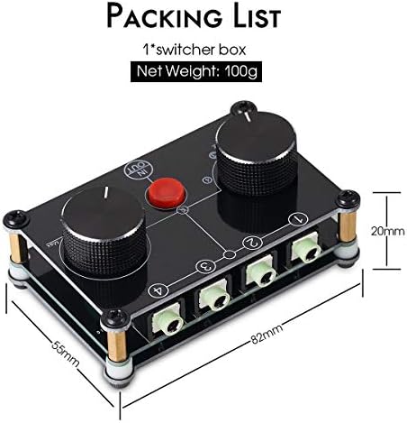 Nobsound MC104 4 (1) -IN-1 (4) -OUT 3.5mm Stereo Audio Switcher 4-way Manual Selector Splitter Box