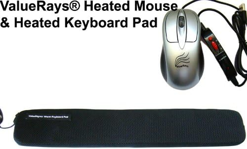 2-piece Set: ValueRays® USB Warm Mouse & USB Warm Keyboard Pad, Heated Keyboard Pad, Heated Mouse, Warm Mouse, Heated Computer Mouse, Warm Computer Mouse, Ergonomic Keyboard Pad, Keyboard Wrist Rest, Ergonomic Mouse, Infrared Heating Pad, USB Hand Warmers, ValueRays