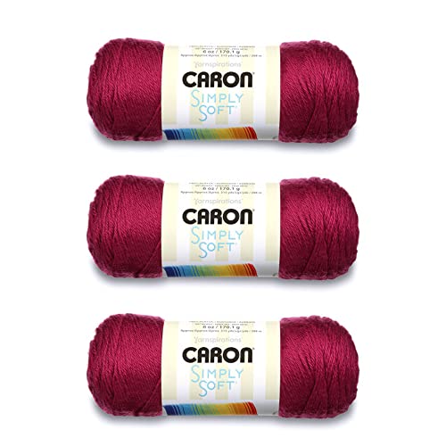 Image of Caron Simply Soft Fuchsia Yarn - 3 Pack of 170g /6oz - Acrylic - 4 Medium (Worsted) - 315 Yards - Knitting /Crochet