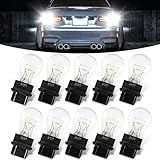 Flygun 10 PCS 3157 Mini Car Brake Light Bulb, 12V 21/5W Waterproof Vehicle Side Marker Tail Light Bulb Replacements, Universal Automotive Taillight Accessories for Truck SUV Car (White Light)