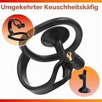 Crysore Peniskäfig Inverted Chastity Cage Sex Spielzeug für die Männer Keuschheitskäfig Herren mit Urinsammler und Kleines Schloss Peniskäfig aus Harz zur Fesselung des Männliche Penis (L,Black) – Ansicht 2