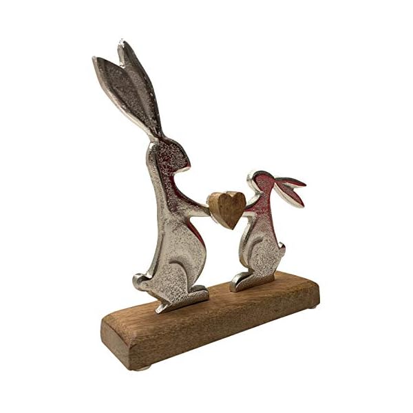 Modern easter bunny figurine in silverhandmade from mango wood metal elegant table window accent for spring stylish gift for easter home decor 4 x 8 x 2 inches  urban country home decor