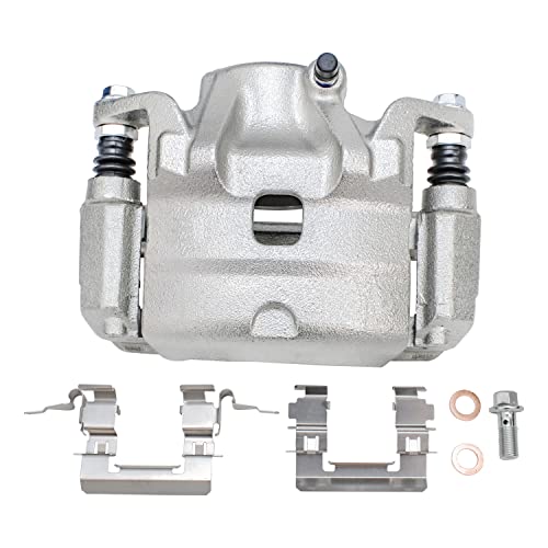 Image of Detroit Axle - Front Brake Kit for 2007-2010 Nissan Altima Drilled & Slotted Brake Rotors Brake Calipers w /Brackets Ceramic Brakes Pads 2008 2009 Replacement [11.65 inch Rotors]