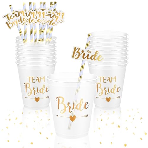 CIYIN Vasos Despedida de Soltera Novia, Copa Team Bride y Bride, Vasos de Chupito para Despedida de Soltera Tazas, Bachelorette Party Cup, Despedida de Soltera Accesorios, 450ml(16)