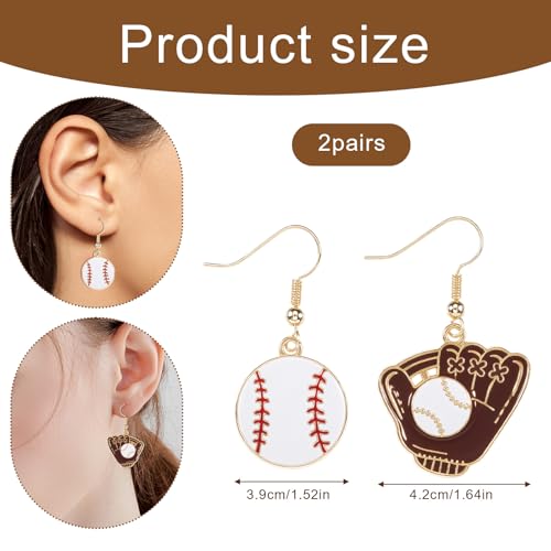 4 Pcs Baseball Earrings for Women, Baseball Dangle Earrings Sports Ball Shape Earrings Fashion Softball Drop Dangle Earring Baseball Player Jewelry for Women Baseball Mom Gifts2