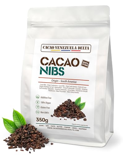 Cacao V Delta Nibs De Cacao Puro 350g - Puntas Premium Sin Azúcar Nibs Chocolate Negro Naturales Veganos Sin Gluten Antioxidantes Con Flavonoides No GMO