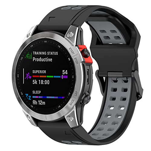Compatible with Garmin Fenix 7S Solar Bands Women Men, 20mm Quickfit Silicone Replacement Watch Band Straps Wristbands Bracelet Fit for Garmin Fenix 6S Pro/Fenix 7S/ Fenix 5S (Black)
