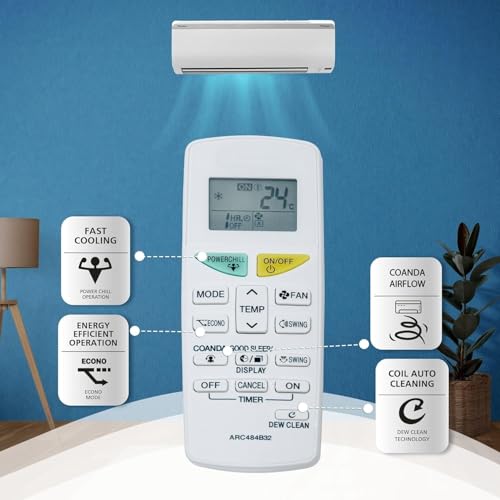 Image of 5 Years Warranty Ac Remote Compatible for Daikin Inverter Split AC Remote Dew Clean Function 1 Ton 1.5 Ton 2 Ton 3 Star 4 Star 5 Star,White (Exactly Same Remote Will Work Only)