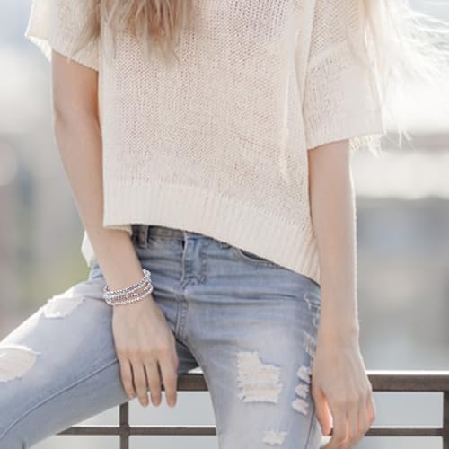 ANATTASOUL 4 Sets Beaded Boho Stretch Bracelet Stackable Bead Bracelets for Women Colorful Bohemian Glass Beaded Bracelets Trendy Costume Jewelry Mothers Day Gifts for Women4