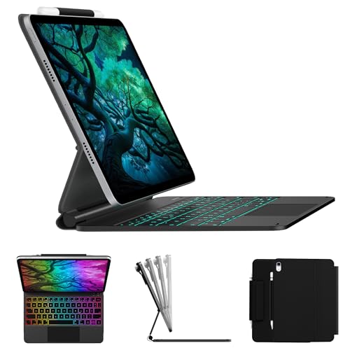 typecase Edge Magnetische Hülle mit Tastatur für iPad 11 Generation 2025 A16 11 Zoll und 10 Generation(2022) 10 9 Zoll Freitragender Ständer Multi-Touch Trackpad 11-Farbige Hintergrundbeleuchtung