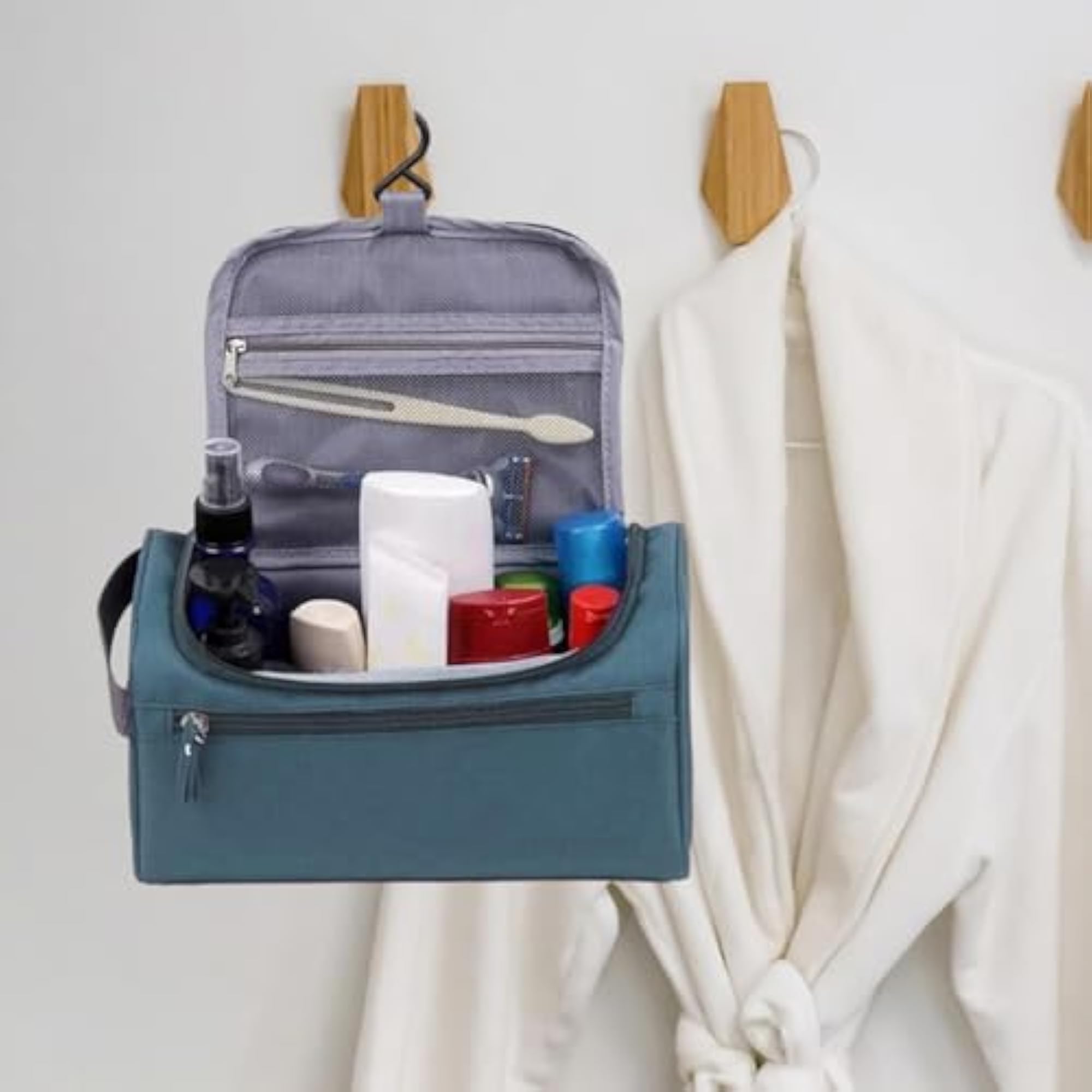 Portable Travel Toiletry Bag with Handle, Large Capacity Navy