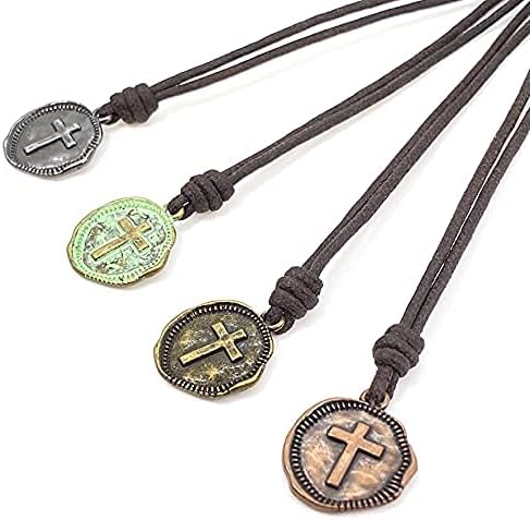 Cross Necklace Mens - Men Cross Coin, Religious Pendant, Medallion Necklaces, Christmas Gift, Catholic Pendant, Christian Charms, Women Gifts to Husband, Cute Crosses - Image 3