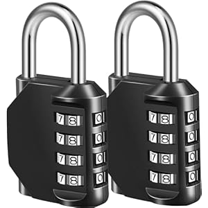 Fayleeko Combination Lock, 4 Digit Padlock for School Gym Sports Locker, Fence, Toolbox, Case, Hasp Cabinet Storage (2 Pack, Black)