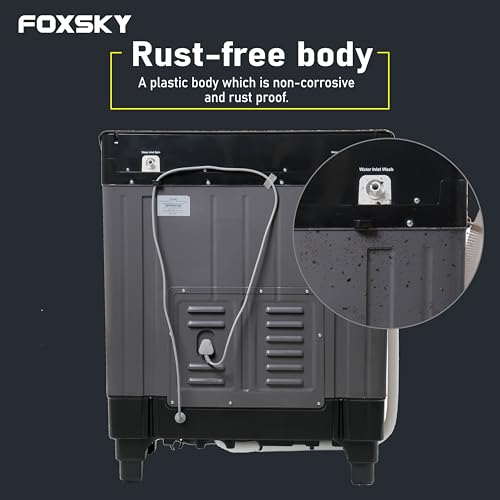 Image of Foxsky 11 kg 5 Star Semi-Automatic Top Loading Washing Machine Appliance (2024 Model, Powerful Motor, Effective Wash Pulsator, 1500 RPM & Castors)
