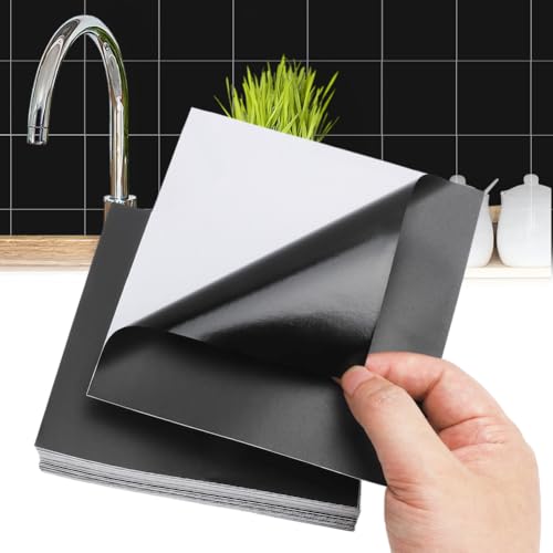 CEWROM Adhesivos para azulejos, color blanco, 15 x 15 cm, 48 unidades, vinilo resistente al agua, para cocina, cuarto de baño, resistente al agua (blanco)