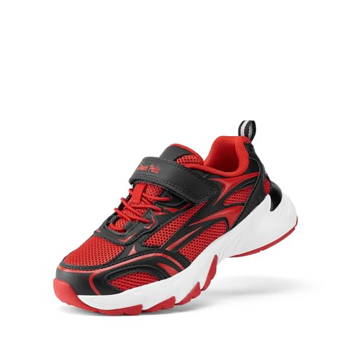 DREAM PAIRS Boys Girls Shoes Kids Tennis Athletic Running Footwear Breathable Walking Sneakers for Little/Big Kid 11 Little Kid Red/Black