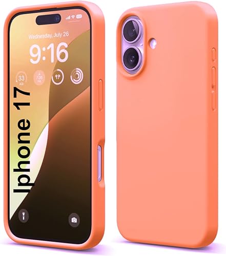 Image of SBMS Silicone Case for iPhone 17 6.3-Inch, Silky-Soft Touch Full-Body Protective Phone Case, Shockproof Back Cover for iPhone 17 (Orange)