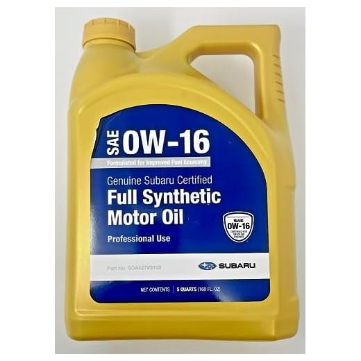 Subaru Synthetic Motor Oil SAE 0W-16 5 Quart Container SOA427V3100 Oem 2024 Crosstrek 2024 Impreza 2025 Forester Genuine