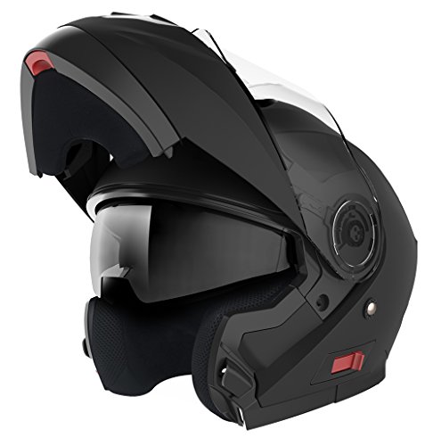 Motorradhelm Klapphelm Integralhelm Fullface Helm - Yema YM-926 Rollerhelm Sturzhelm mit Doppelvisier Sonnenblende ECE für Damen Herren Erwachsene-Schwarz Matt-XL - 2