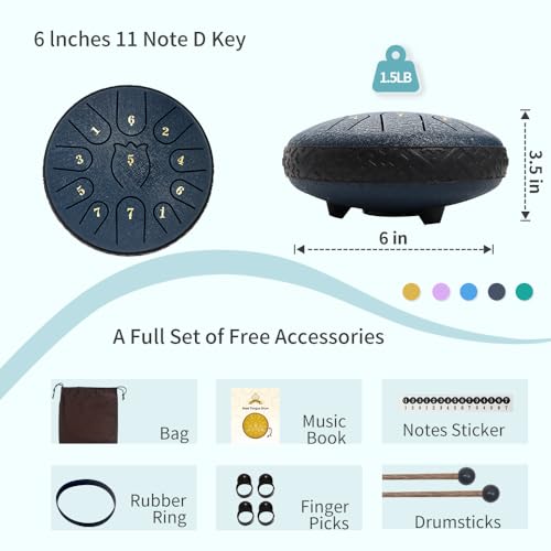 Steel Tongue Drum 6 Inche 11 Note Steel Drums Rain Chime,Raindrop Drum,Rain Drum for Outside Garden(Dark Blue) - Image 4