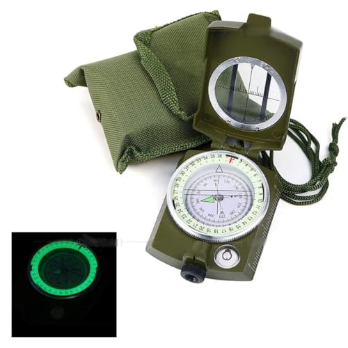 Boussole militaire verte avec échelle de veilleuse et visée de précision pour la nuit