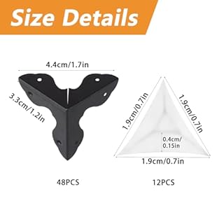 MOROBOR Stair Dust Inner Corners,48pcs Decorative Corner Stair Corner Dust Guards Decorative Cover Pad Metal Furniture Guard Edge for Cabinet drawer Desk Jewelry Box(Black)