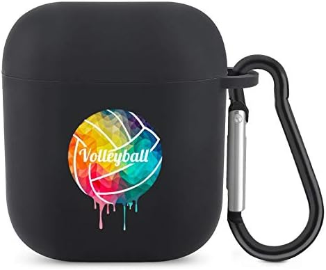Volleyball Black Soft TPU Case Protective Cover Anti Fingerprints Compatible with AirPods 2 & 1