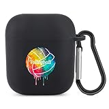 Volleyball Black Soft TPU Case Protective Cover Anti Fingerprints Compatible with AirPods 2 & 1