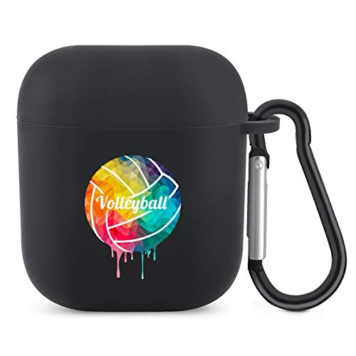Volleyball Black Soft Tpu Case Protective Cover Anti Fingerprints Compatible With Airpods 2 & 1 #TOP24