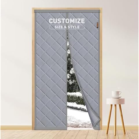 MAGZO Customized Magnetic Thermal Insulated Door Curtain 40" - 50" Width,Custom Door Insulation Curtain Oxford Material Door Screen Covers Windproof, Soundproof, for Front Door Cover