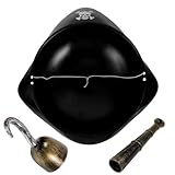 [DIYEAH] ハロウィーン海賊コスプレ衣装セット 海賊フック ブロンズ双眼鏡 写真撮影用小道具 男性用コスチューム 1Set