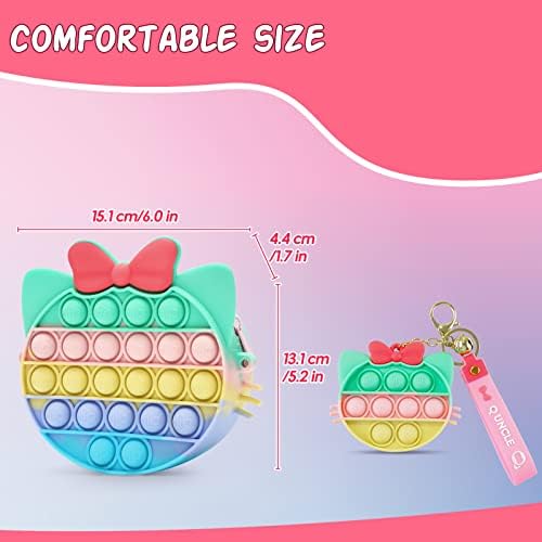 2 PCS Pop Purse Fidget Girls Bags with Keychain Poppet Toys, 2 in 1 Relieve Stress Fidget Toy for Kids, Halloween Christmas Birthday Party Gifts for Girls