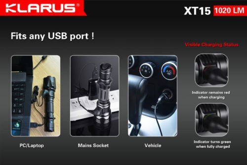New Klarus Xt15 Cree Xm-L2 U2 Led Usb Rechargeable 1020 Lm Tactical Flashlight #TOP6