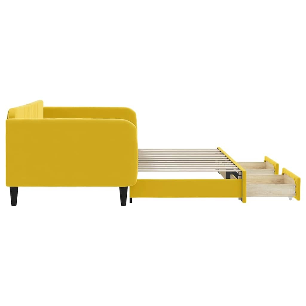 Sofa 2 w 1 z łóżkiem gniazdowym i szufladami, rozkładana dwuosobowa sofa z schowkiem, aksamitna tapicerka, drewniana i metalowa rama do salonu