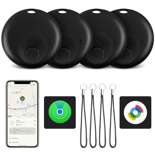 4 Packs Air Tags [Apple MFi Certified] Bluetooth Tracker - Works with Apple Find My and Google’s Find Hub, Dual Mode Smart Tag for Keys, Wallet, Luggage, Pets (iOS/Android Compatible)