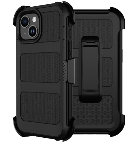 Coque iPhone 15 Plus anti-choc avec clip ceinture et protection écran