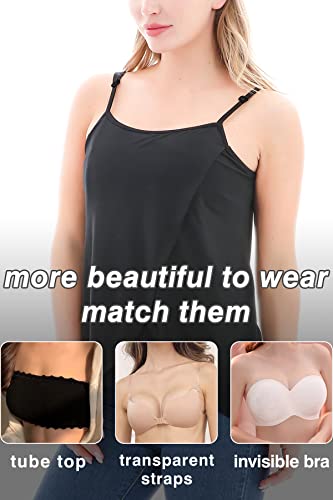 Parnixs Women's Maternity Nursing Tank Tops Cami Sleeveless Breastfeeding Clothes Shirts, Group D1, Large (3 Pack) #TOP1