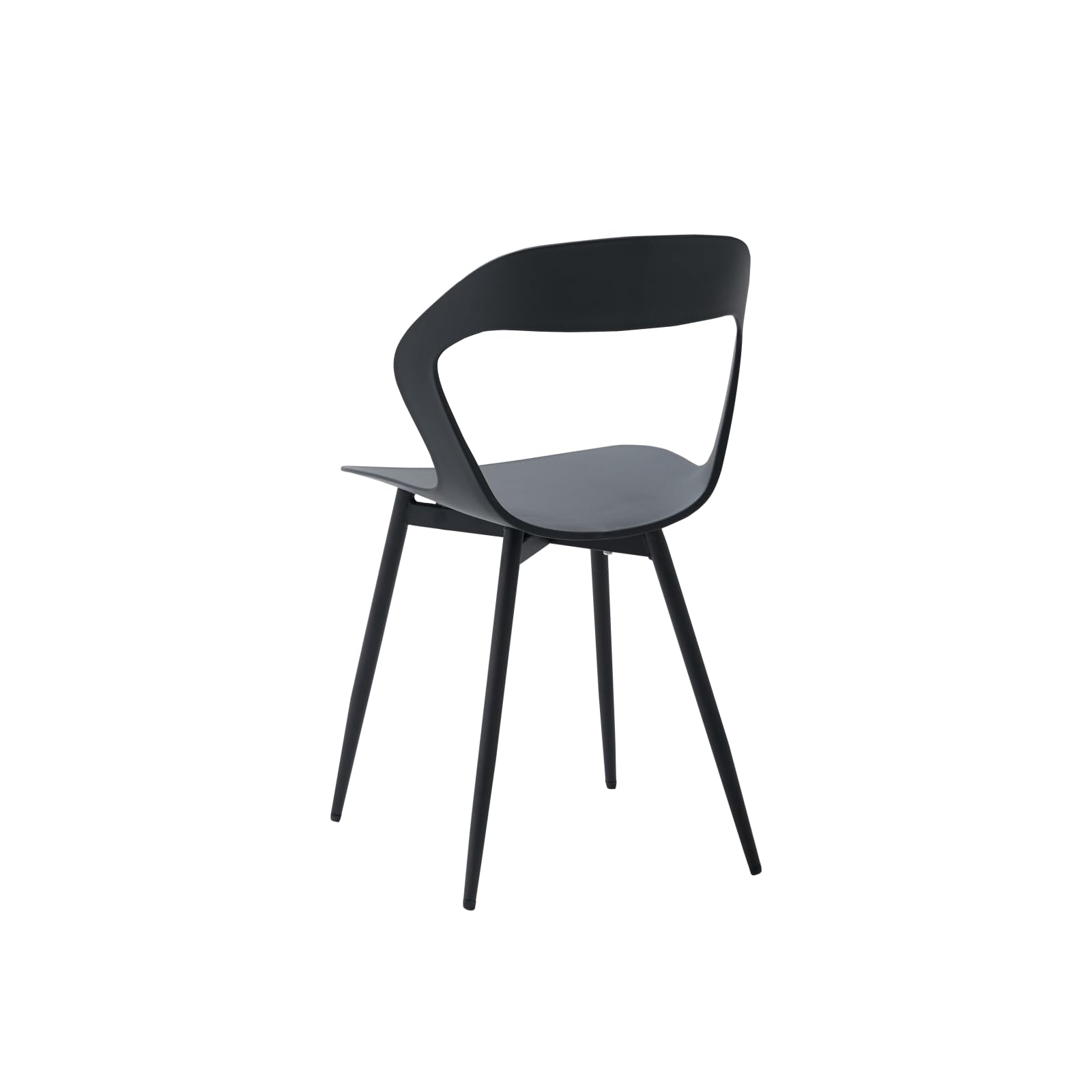 Juego de 6 sillas de jardín de plástico, sillas de terraza, asiento de plástico/patas de hierro metálico, adecuadas para jardín/invernadero/terraza/balcón (negro, 6)