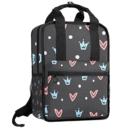 Sac à dos garçon cartable gris taille unique ajustable avec motif couronne originale
