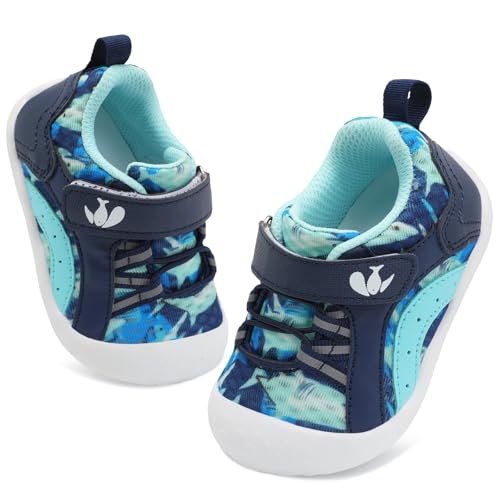 Image of FEETCITY Wide Baby Shoes Boys Girls Baby Barefoot Shoes Breathable Infant Walking Shoe Crib Sock Shoe Toddler Sneakers Flexible