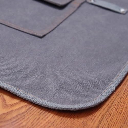 Tablier de travail avec fond en toile épaisse, imperméable et résistant à l'usure pour les charpentiers, électriciens et jardiniers (gris foncé)