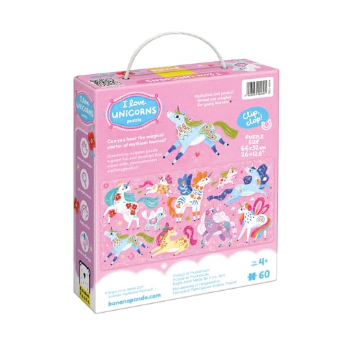 I Love Unicorns Puzzle 4+, 60 Teile Lernpuzzle für Kinder 4+, Bodenpuzzle Einhörner