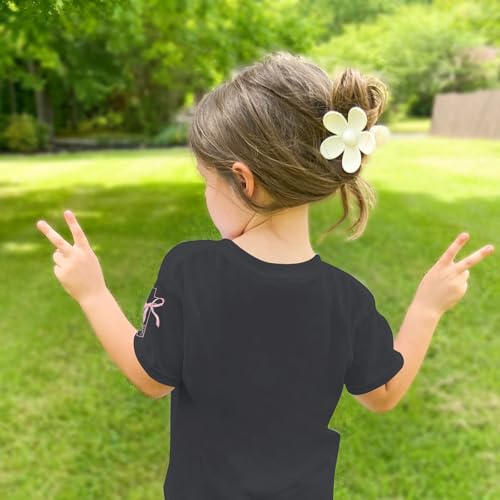 Image of Girls Cute Christian Shirts Kids Pink Bow Shirt Jesus God Faith Tshirts Aesthetic Cross Bible Verse Graphic Tee Tops
