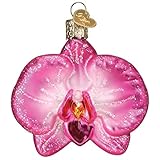 Old World Christmas Orchid Glass Blown Ornament for Christmas Tree, Handcrafted Holiday Decoration, Garden Collection