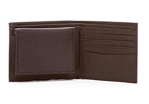 Nautica Mens RFID Data Protection Pebbled Leather Bifold Wallet Passcase (One size, Brown)2